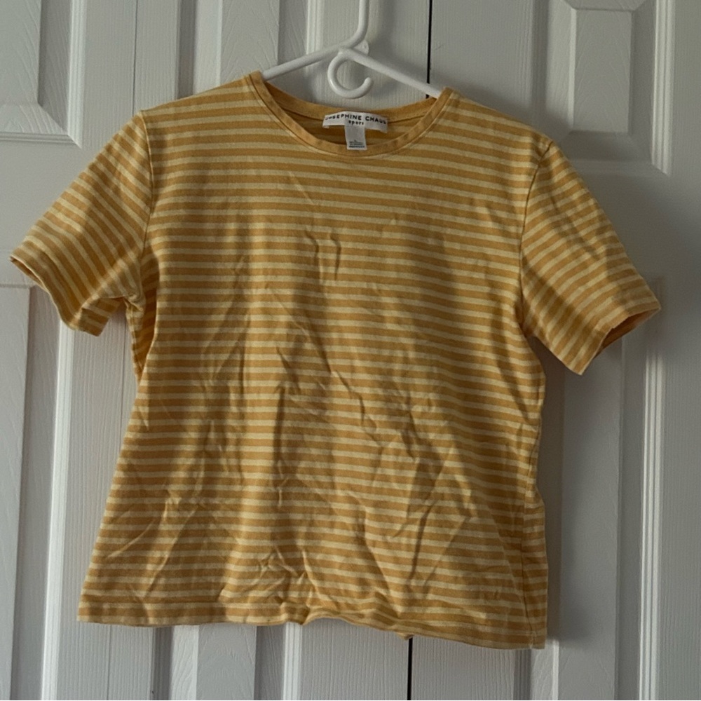 Yellow and Mustard Striped Stretchy Cotton T-Shirt